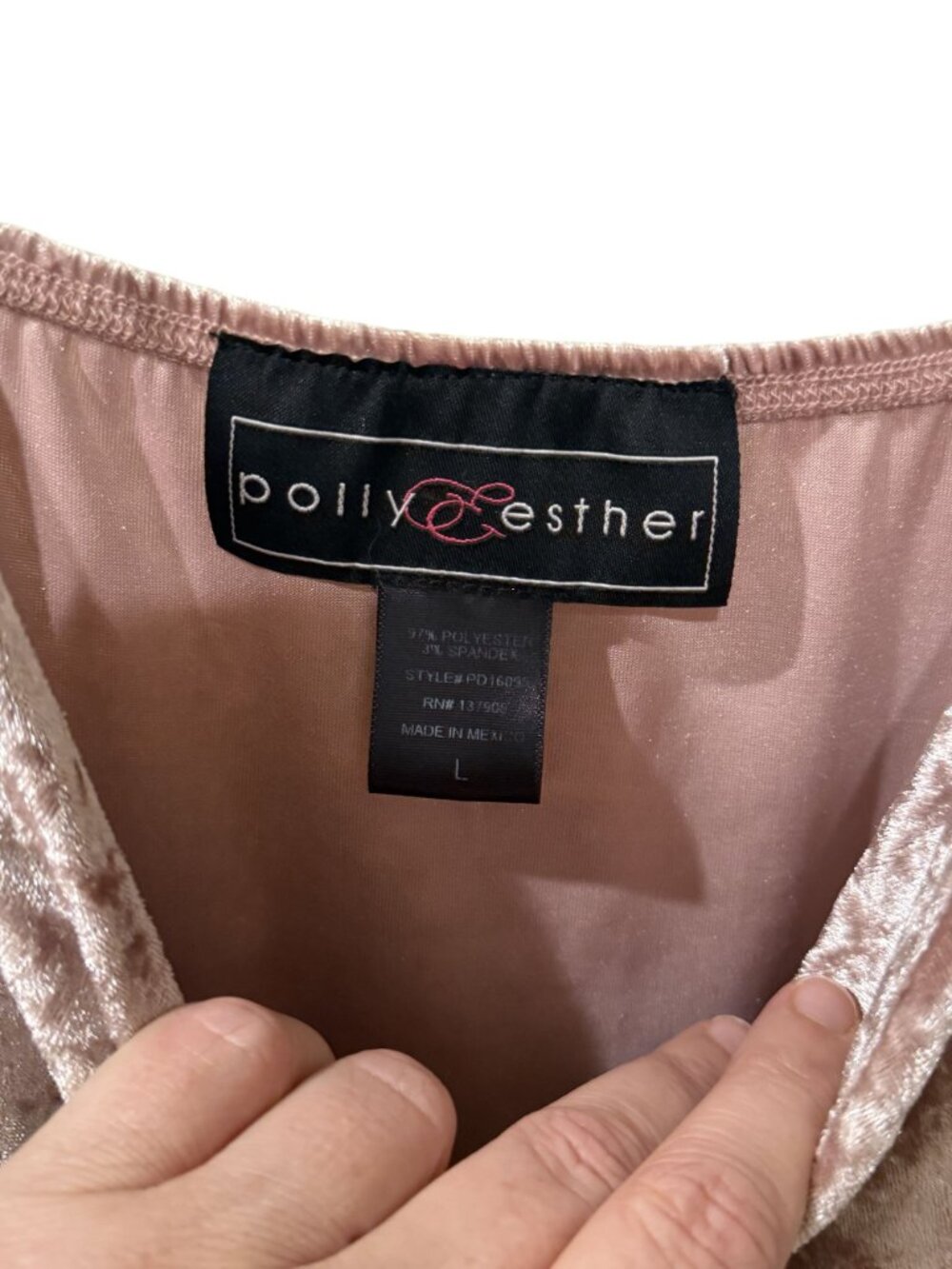 Polly & Esther Pink Velvet Slip Dress With Spaghetti Straps Size L - Picture 3 of 3